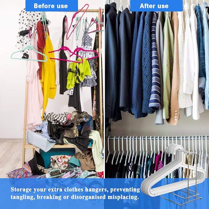 Hanger Stacker Clothes Hanger Organizer Rack Sturdy Stainless Steel Clothes - Image 6