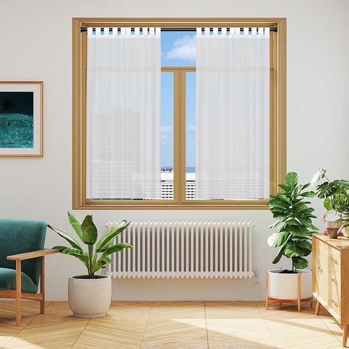 2Pack Curtain Rods for Windows 30-63Inch Black Tension Rod Adjustable Curtain - Image 2