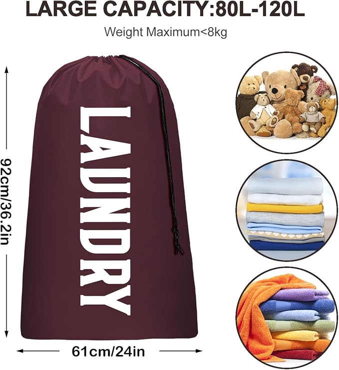 Laundry Bag, Travel Laundry Bag Machine Washable Dirty Clothes Organizer - Image 6