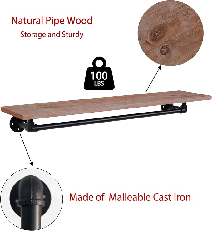 Clothes Rack 42in, Wall Mounted Garment Rack - Image 4