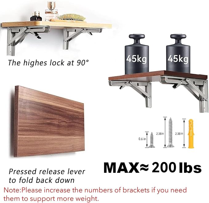 Folding Shelf Brackets 24 inch 2 Pcs Max. Load 550lb - Image 4