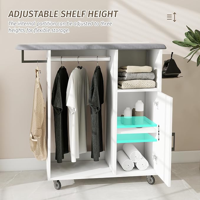 Rolling Ironing Board with Storage Cabinet, Tabletop Ironing Board - Image 4