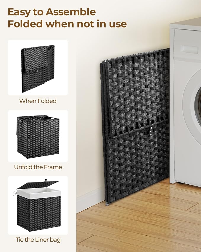 Greenstell Laundry Hamper with Lid, 125L Laundry Basket with 2 Removable Liner - Image 7