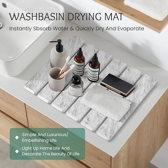 Stone Dish Drying Mat Collapsible Diatomaceous Earth Absorbent Mat Quick Dish - Image 6