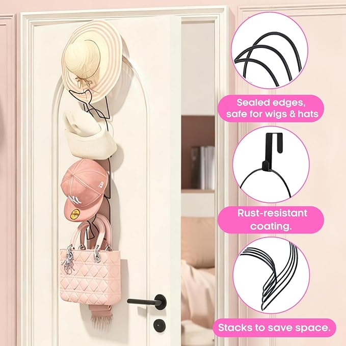 LINFIDITE 10 Pack Baseball Hat Rack Hanger Holder Organizer Multi Hook Wall - Image 7