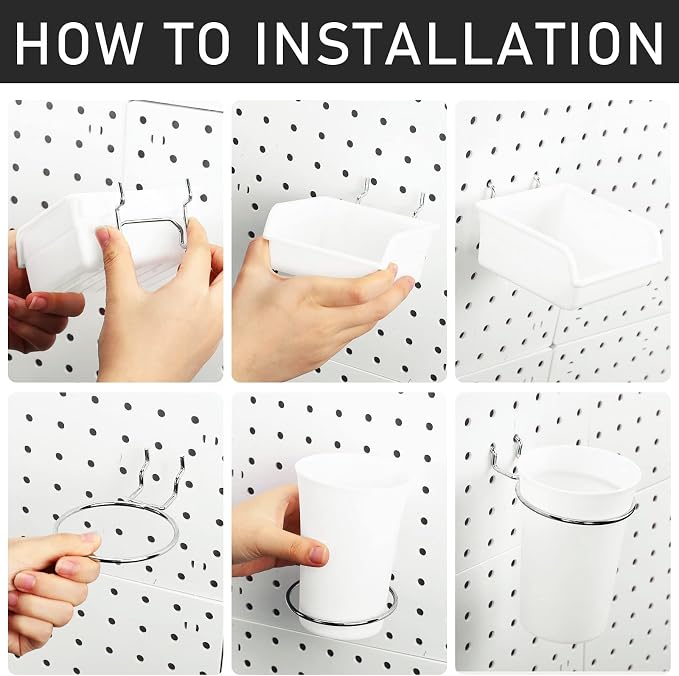 Sieral 30 Pcs Pegboard Organizer Accessories Kit Includes Peg Board Shelving - Image 4