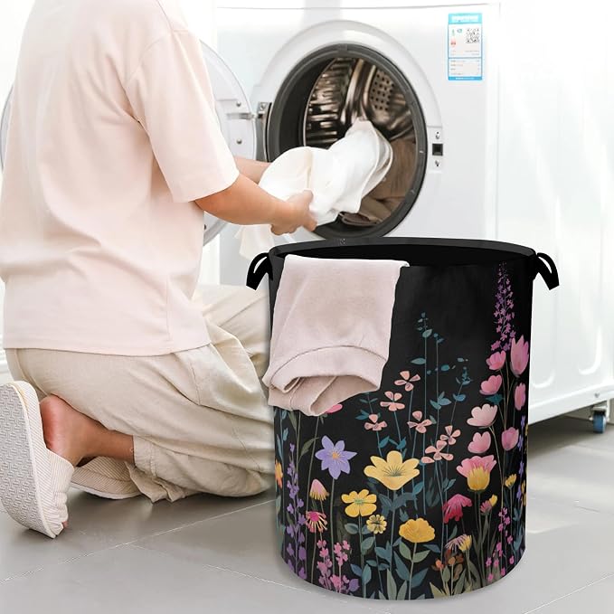 Vintage Wildflowers Laundry Basket, Garden Herb Oxford Cloth Laundry Hamper - Image 7