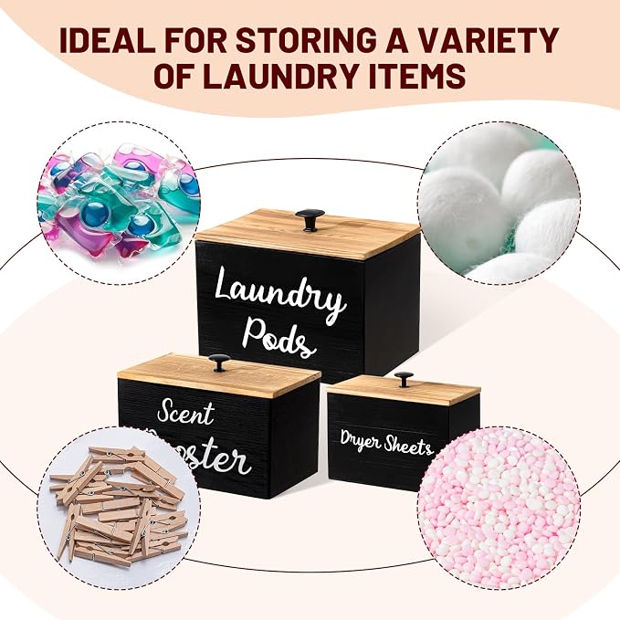 Dandat 3 Pcs Dryer Sheet Holder Laundry Pod Holder Scent Booster Container Set - Image 5