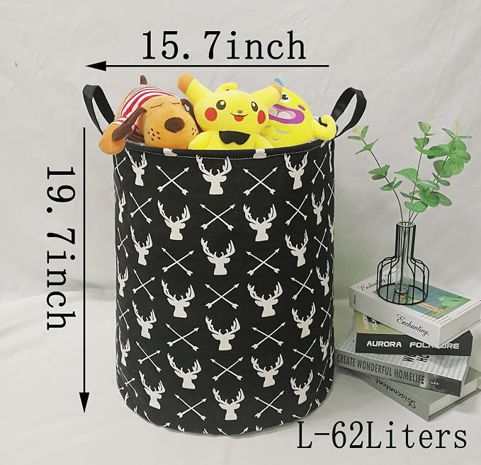 KUNRO Round Laundry Gift Basket Storage Hamper, Clothes Storage Organizer Bins - Image 2