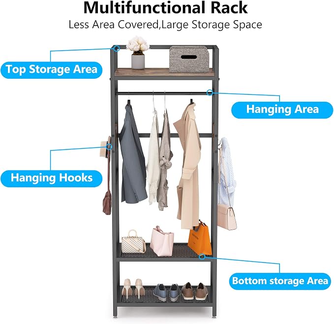 Tribesigns Small Heavy Duty Clothes Rack Set of 10 - Image 5