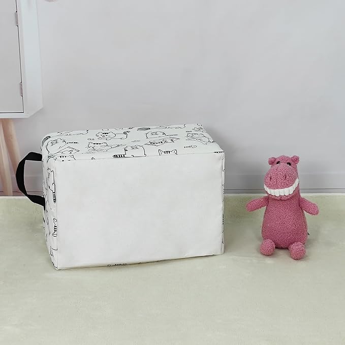 LANGYASHAN Rectangular Storage Bin Collapse Canvas Fabric Cartoon Storage Basket - Image 8