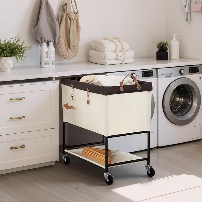StorageWorks Laundry Cart, 2 Tier Rolling Laundry Basket, Heavy Duty Laundry - Image 7