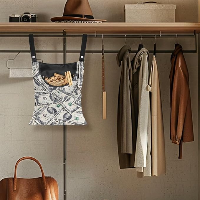 Dollar Print Clothespin Storage Hanger Bag Laundry Clothespin Bag, Clothespin - Image 5
