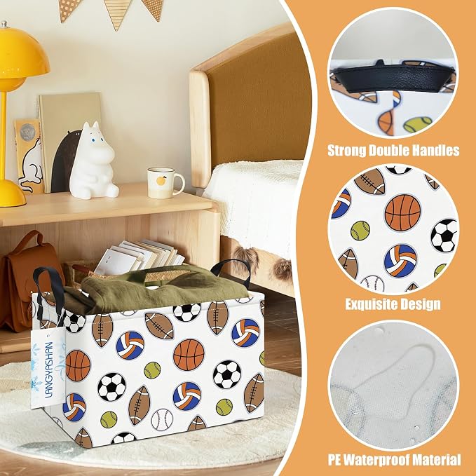 LANGYASHAN Rectangular Storage Bin Collapse Canvas Fabric Cartoon Storage Basket - Image 3