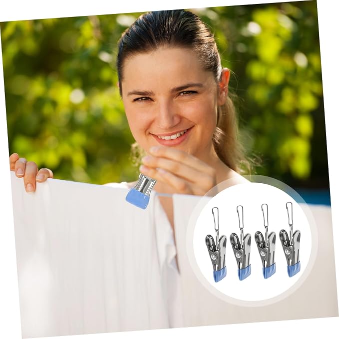 6Pcs Heavy Duty Stainless Steel Clothes Pins No-Marking Laundry Clips - Image 4