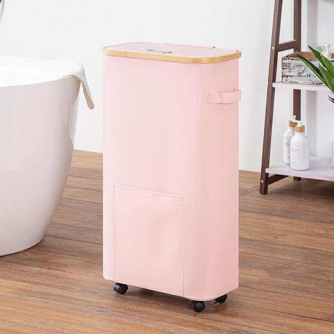 Laundry Basket with Wheels, Tall Dirty Clothes Hamper on Wheels, Rolling - Image 5
