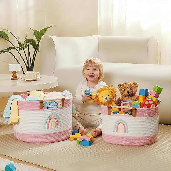 Toy Storage Bin Box for Kids Stuffed Animal Storage Basket for Blanket Baskets - Image 2