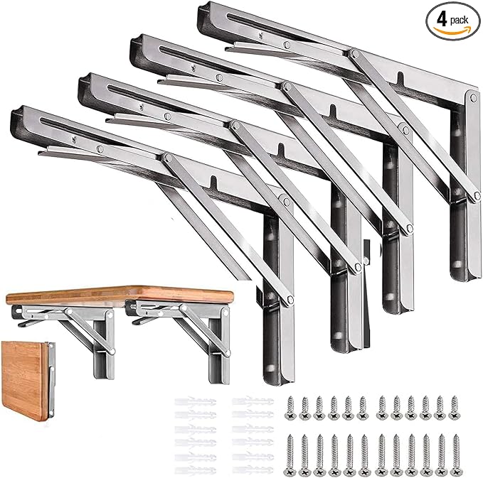 Folding Shelf Brackets 10 inch 4 Pcs Max. Load 220lb by AUTOHJ