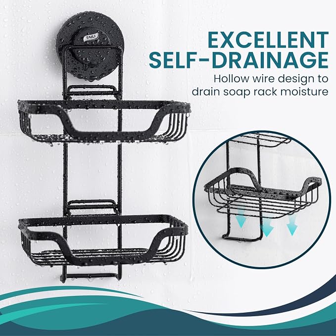 TAILI Double Layer Soap Holder, Drill-Free Bar Soap Dish Tray Suction Cup - Image 6