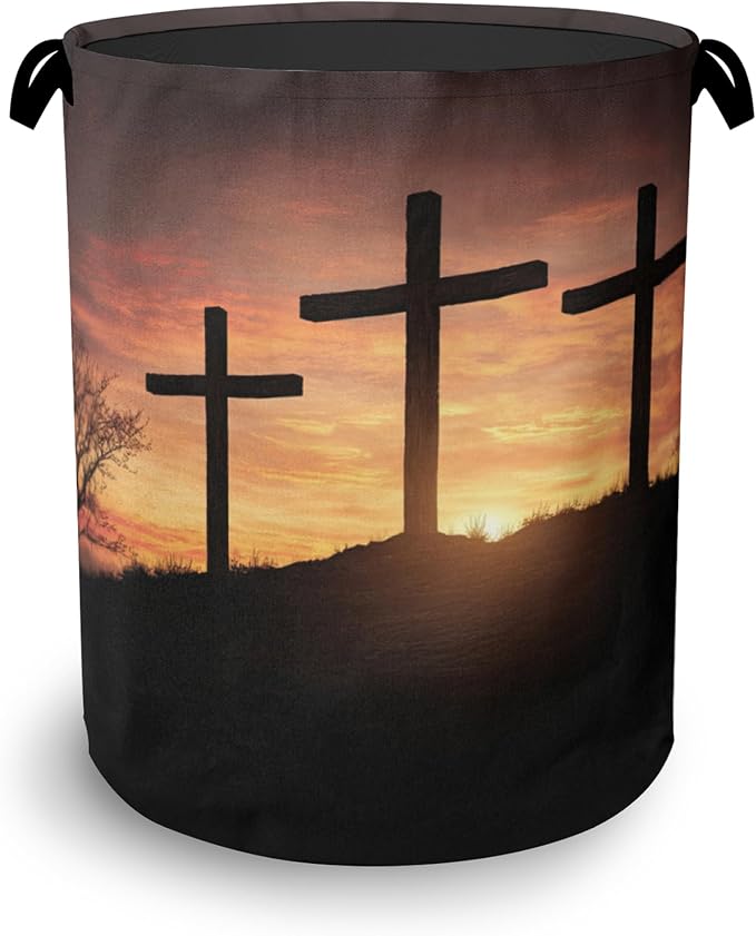 Cross Sunset Laundry Basket, Foldable by Unknown