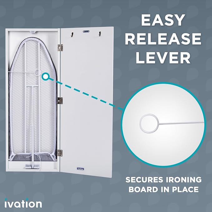 Ivation Wall-Mounted Swivel Ironing Board Cabinet, Foldable Ironing Storage - Image 5