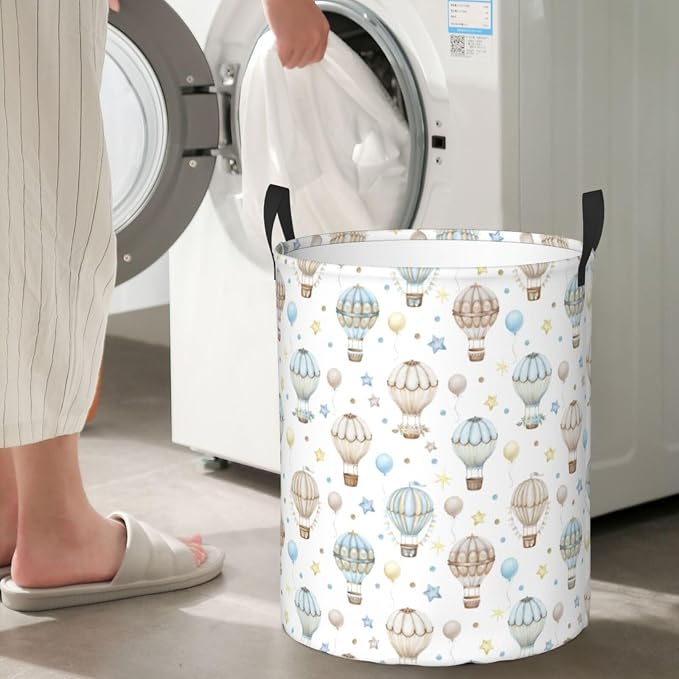 Cute Hot Air Balloon Stars Laundry Hamper Bag - Image 6