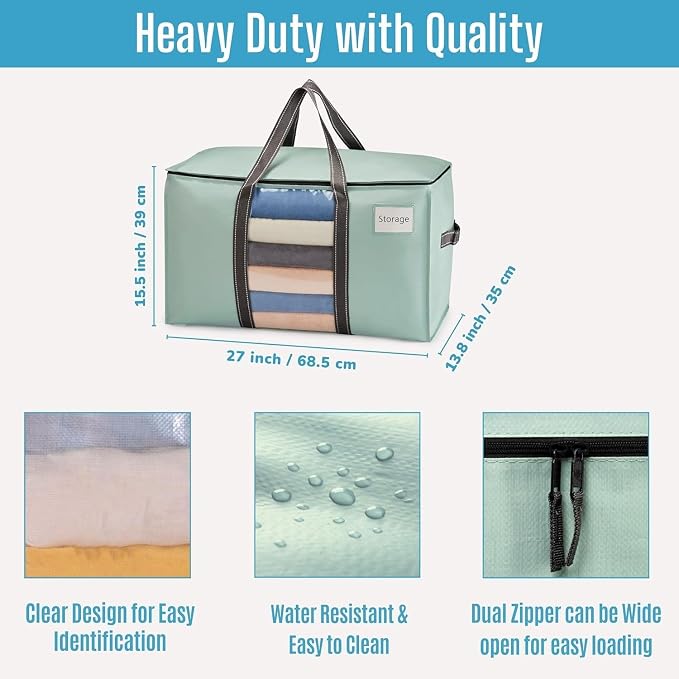 VENO 2 Pack Moving Bags with Clear Window, Heavy Duty Storage Bins with Lid - Image 3