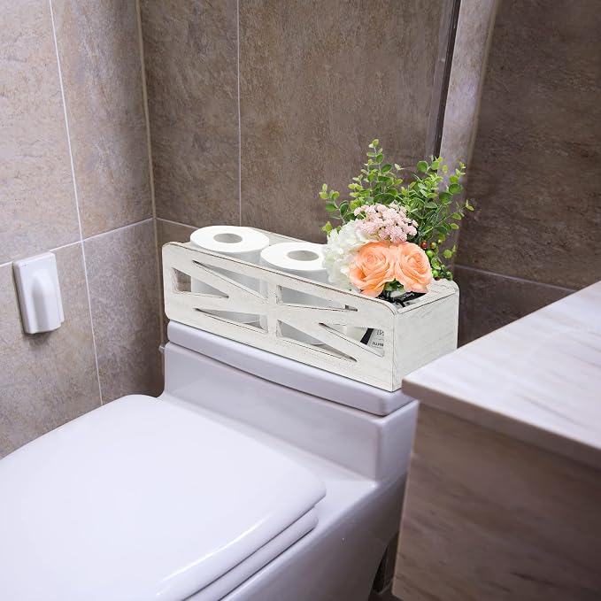 Bathroom Decor Box Toilet Paper Holder, Rustic Wooden Toilet Tank Box, - Image 2