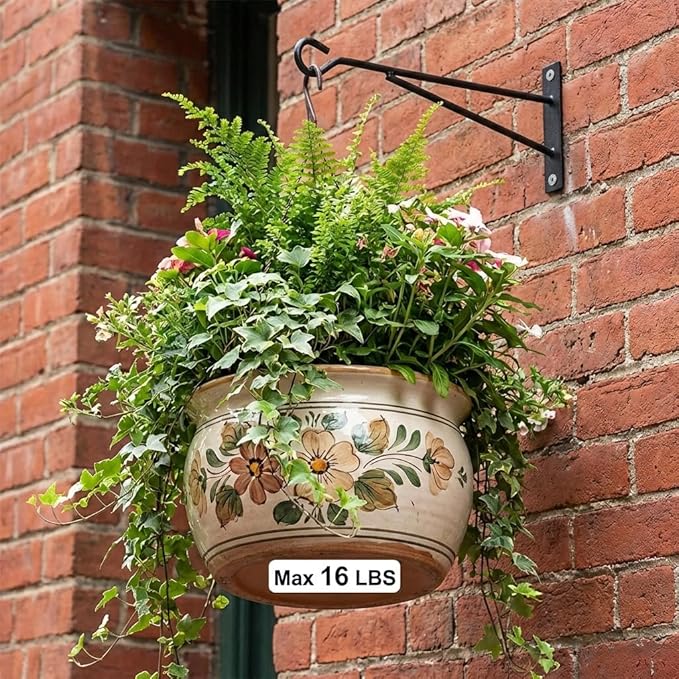 8" Hanging Plant Hooks, Rust-Proof Metal Wall Brackets - Image 2