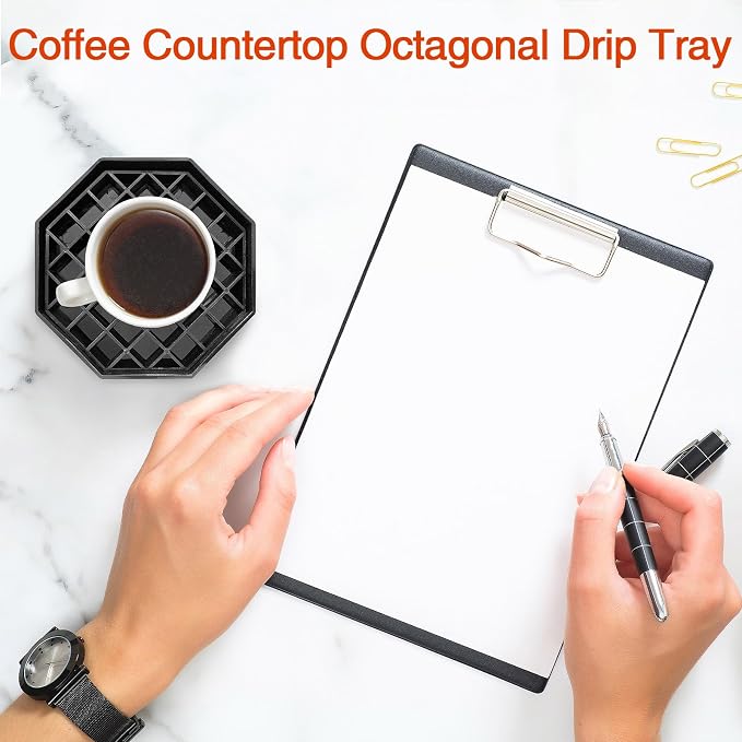 2 Pcs 4 Inch Drip Tray Coffee Countertop Tray Black Plastic Spill Octagon Drip - Image 4
