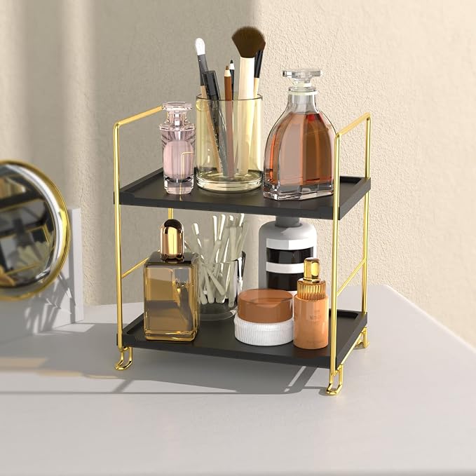 2-Tier Spice Rack Bathroom Organizer Countertop Storage Shelf, Cosmetic Storage by JANUSLiANG
