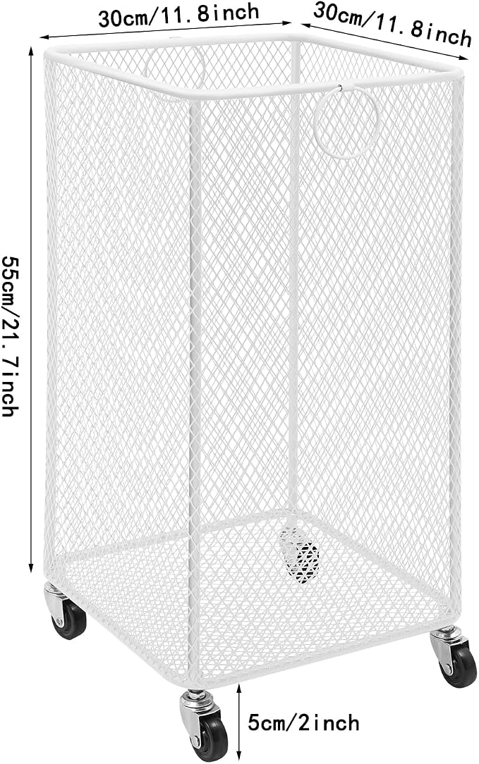 Laundry Basket with Wheels, Metal Mesh Storage Cart with Handles, Rolling Mesh - Image 5