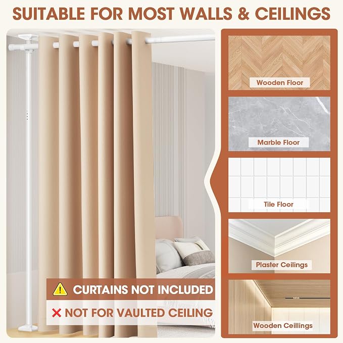 Room Divider Curtain Rod, No Drilling Room Separator - Image 4