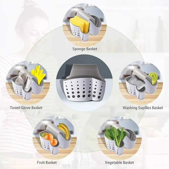 VANVENE Kitchen Sink Shelf Soap Sponge Drain Rack Holder Double Decker Hanging - Image 5