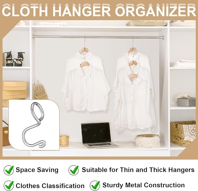 Sosation 45 Pcs Clothes Hanger Extender Connector Hooks Space Saving Hooks - Image 4