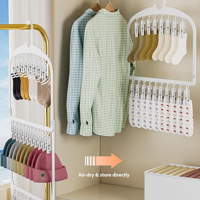 Heavy Duty Garment Hanger with Secure Grips Technology Foldable Multiple Hook - Image 3
