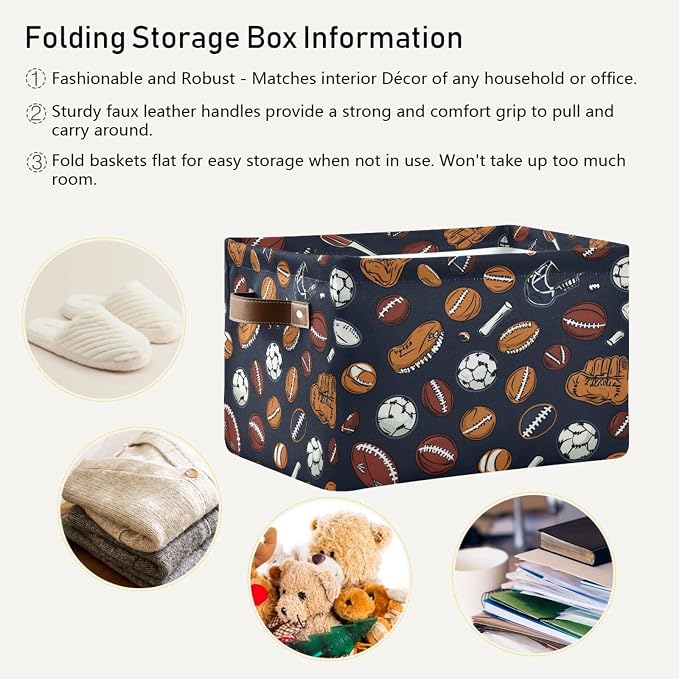 Nander Sports Balls and Gloves Storage Basket 1PCS, Foldable Storage Bin - Image 5