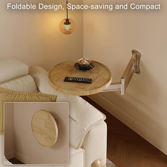 Wall Mounted Folding Table, Small Solid Wood Drop Down Floating Wall Desk - Image 7