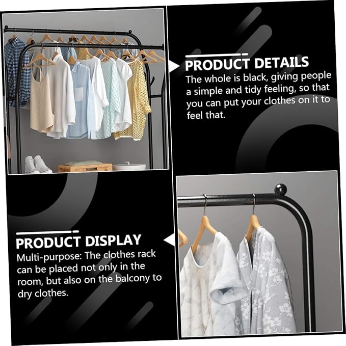 Double Pole Clothes Rack Heavy Duty Metal Garment Stand - Image 6