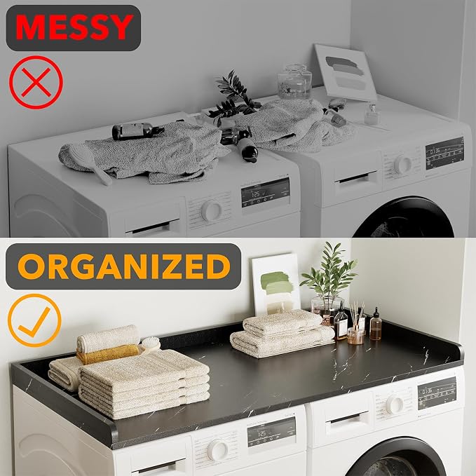 SpaceAid Washer Dryer Countertop, Laundry Wood Shelf Topper - Image 4