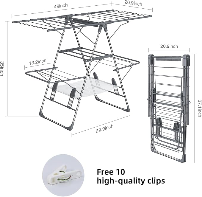 Clothes Drying Rack Foldable 2-Level Laundry Racks - Image 3