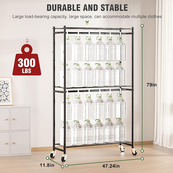 Rolling Clothes Rack for Hanging Clothes, 47.2"x 11.8"x 79" Large Capacity - Image 5