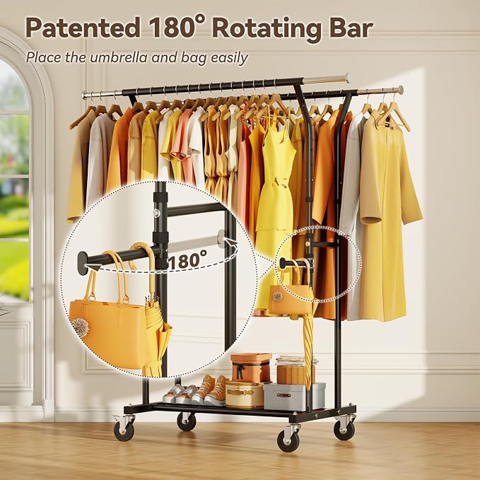 800LBS Heavy Duty Clothes Rack: Rolling Clothing Rack - Image 4