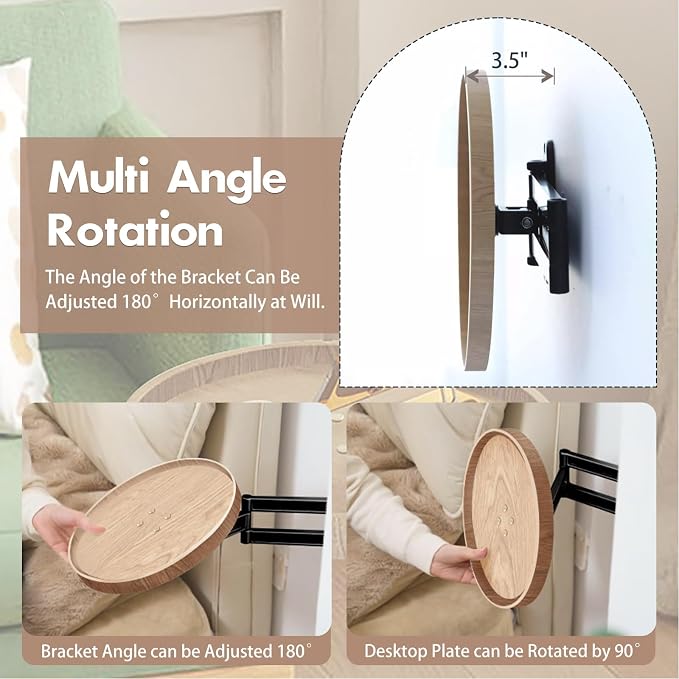Wall Mounted Folding Table Small Folding Desk Round Foldable Wall Table - Image 6