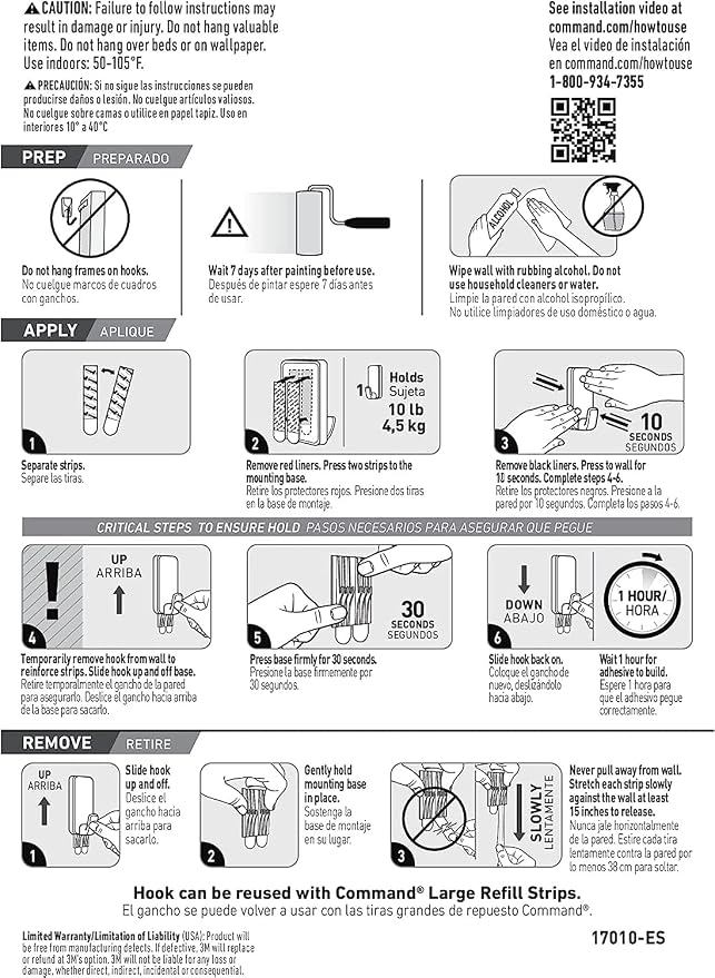 Command 10 lb XL Heavyweight Hook, 2 Wall Hooks and 6 Strips, Damage-Free - Image 8