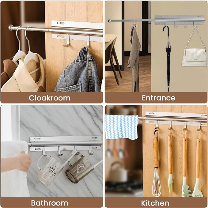 BUDOME 12.5" Valet Rod For Closet Pull Out Slide Out Adjustable Heavy Duty - Image 7