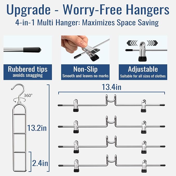 Pants Hangers With Clips, Newly Upgraded Detachable Space Saving Hangers - Image 7