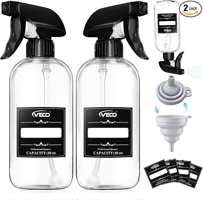 Veco 300mL 360° Spray Bottles, Leak-Resistant spray bottles by Veco
