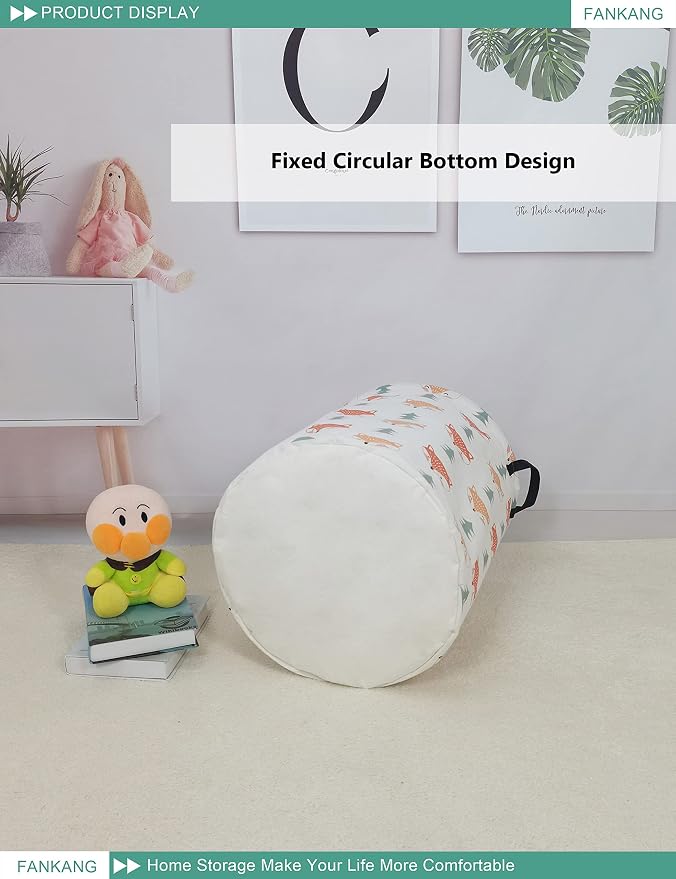 FANKANG Storage Basket, Nursery Hamper Canvas Laundry Basket Foldable - Image 7