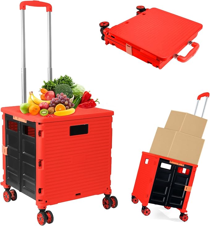 Foldable Utility Cart Folding Portable Rolling Crate Handcart Shopping Trolley by ZIYOULANG